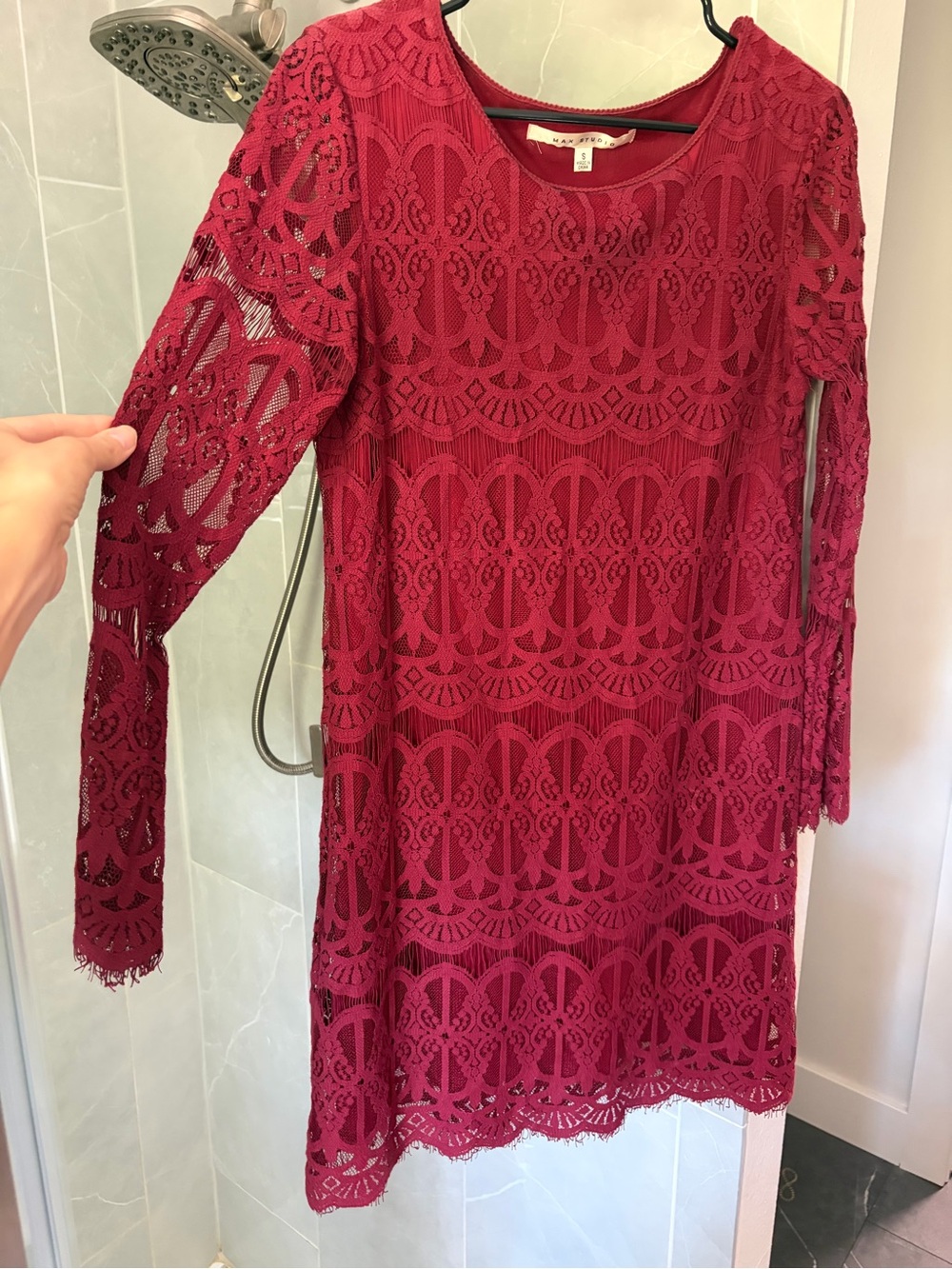 Max Studio Raspberry Red Lace Mini Dress - Picture 3 of 4